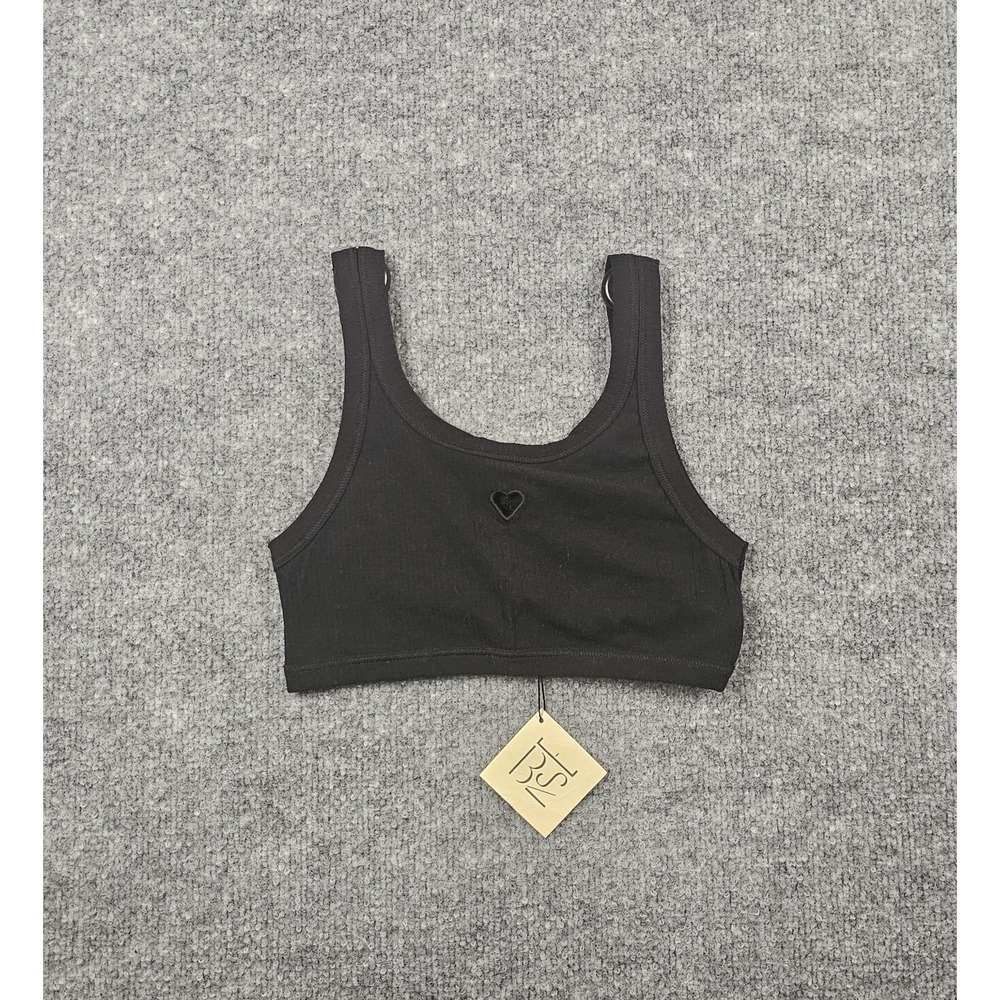 Base Range Heart Ribbed Bra Size Small Black - Picture 4 of 8
